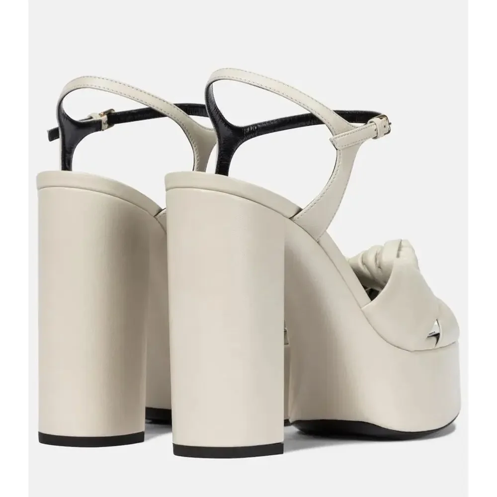 NWB Saint Laurent Bianca 125 Leather Platform Sandals Pearl Womens Size 41